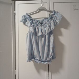 A.n.a. A New Approach Women Blue Short Sleeve Blouse XL